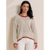 INSPIRE CHIC Women Striped Long Sleeve Drop Shoulder Curved Hem Pullover Top Sweater - 4 of 4