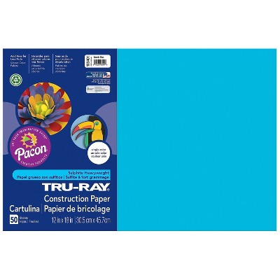 Pacon Tru-Ray 12" x 18" Construction Paper Atomic Blue 50 Sheets/Pack (P103401)
