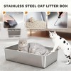 HTUTWOO Stainless Steel Cat Litter Box with Lid, Top and Side Entry Enclosed Litter Pan with Scoop and Step Odor Free, Easy Cleaning for Big Cats - 4 of 4