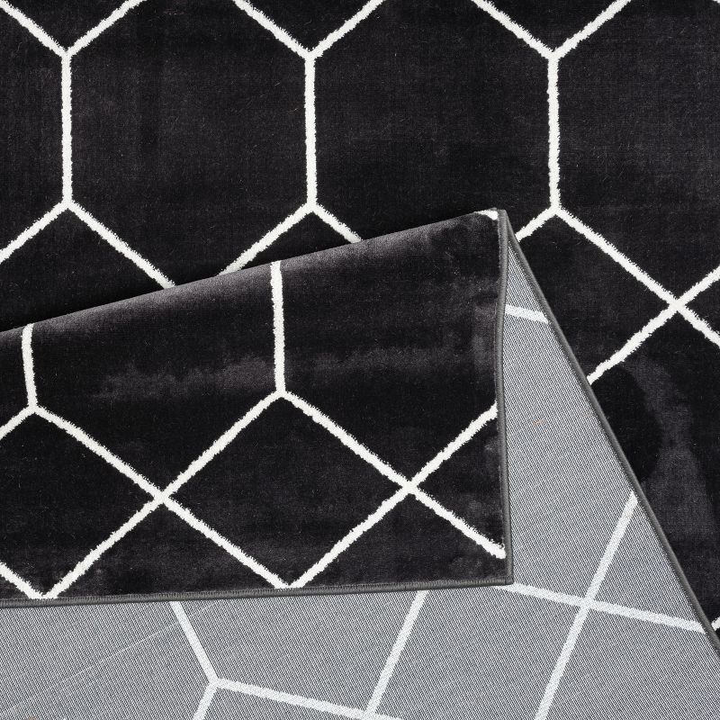 LIVN CO. Contemporary Trellis Geometric Woven Area Rug, Cream/Black, 3 of 10