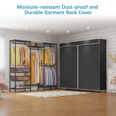 VIPEK V10C Black Heavy Duty Covered Clothes Rack with Oxford Fabric Cover