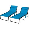 NicBex Folding Chaise Lounge Set of 2 with Padded Seat, Patio Lounge Chair with 5-Level Reclining Back, Side Pocket & Headrest for Yard - 3 of 4