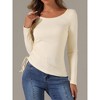 Allegra K Women's Drawstring Ruched Round Neck Long Sleeve Irregular Hem Basic T-shirt - 2 of 4