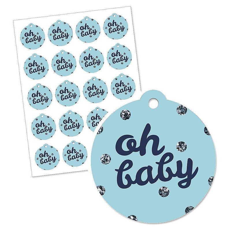 Big Dot of Happiness Hello Little One - Blue and Silver - Boy Baby Shower Favor Gift Tags (Set of 20), 2 of 5