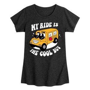 Girls' - Instant Message - Cool School Bus Fitted Short Sleeve Graphic T-Shirt - 1 of 4