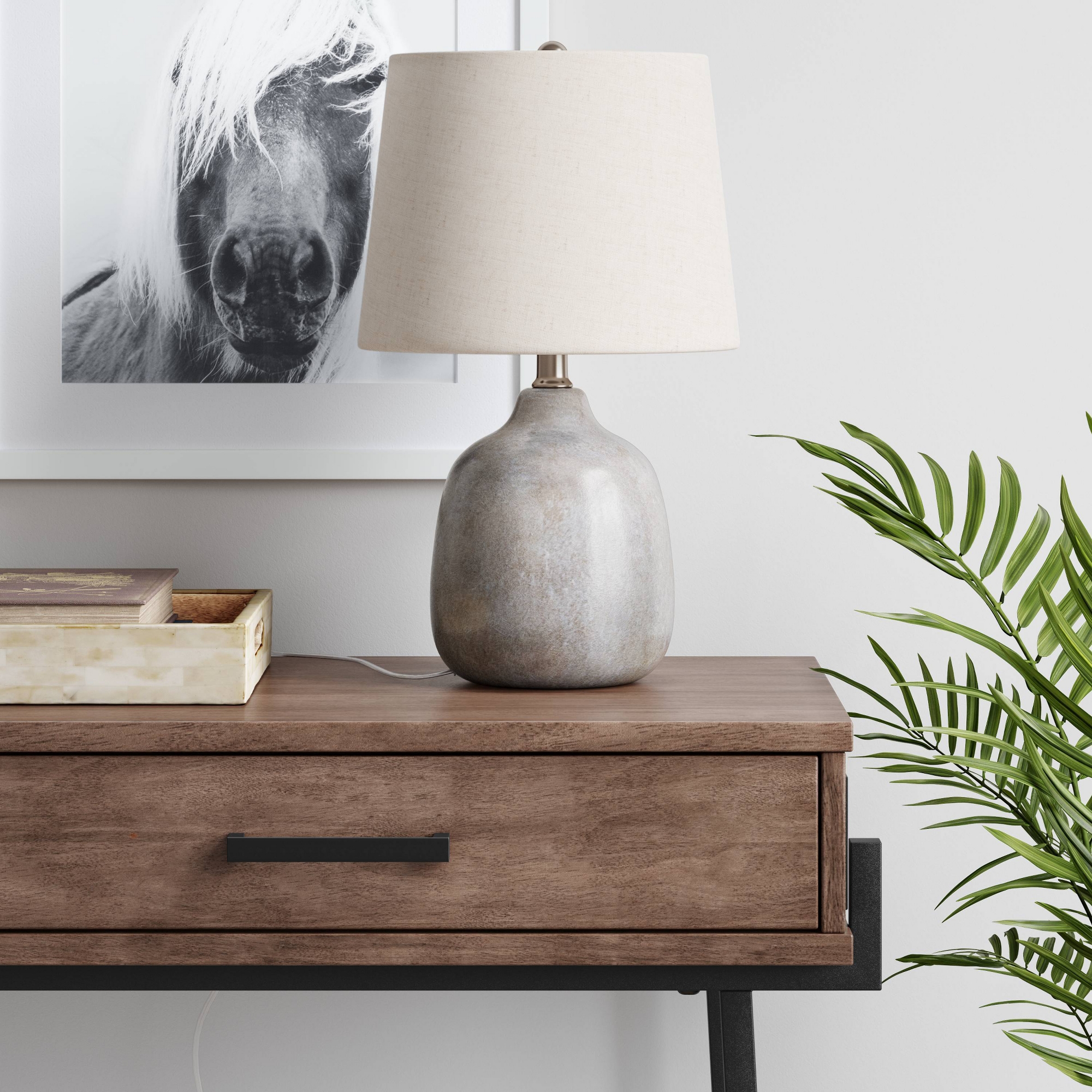 17.5"x11" Assembled Ceramic Table Lamp Gray - Threshold™
