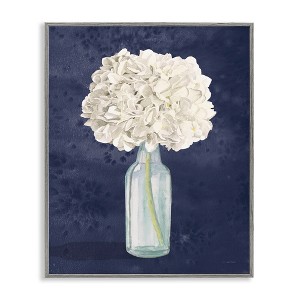 Stupell Industries White Floral Bouquet over Blue Framed Giclee Art - 1 of 4