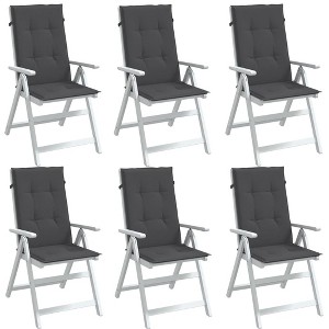 vidaXL Highback Chair Cushions 6 pcs Melange Anthracite 47.2"x19.7"x1.6" Fabric - 1 of 4