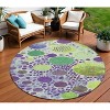 Purple Green And Ivory Geometric Washable Indoor Outdoor Area Rug - 2 of 4