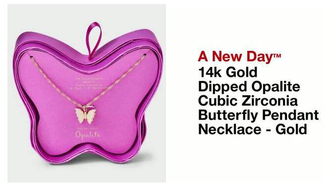 14k Gold Dipped Opalite Cubic Zirconia Butterfly Pendant Necklace - A New Day&#8482; Gold, 2 of 6, play video