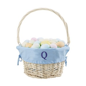 Personalization Mall Blue Personalized Initial Willow Easter Basket - 1 of 2