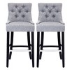 WestinTrends 29" Linen Tufted Buttons Upholstered Wingback Bar Stool (Set of 3) - 3 of 4