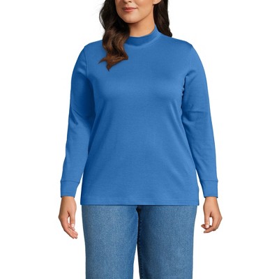 Lands' End Women's Relaxed Cotton Long Sleeve Mock Turtleneck