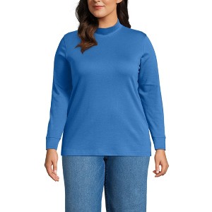 Lands' End Women's Relaxed Cotton Long Sleeve Mock Turtleneck - 1 of 3