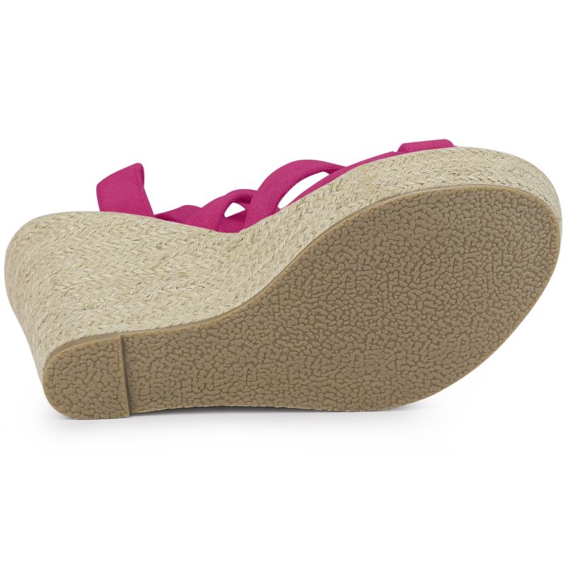 Allegra K Women's Espadrilles Platform Heels Lace Up Wedge Sandals, 5 of 7