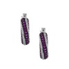Designs by Gioelli Sterling Silver Created Ruby And White Sapphire Hoop Earrings - 3 of 3