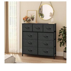 Fabric Dresser  with 9 Drawers ,Storage Organizer Unit for Living Room, Hallway ,Sturdy Steel Frame, Wooden Top - 1 of 4