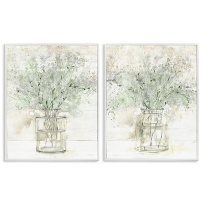 Stupell Industries Country Florals Delicate Blooming Bouquet 2pc Framed Giclee Art Set