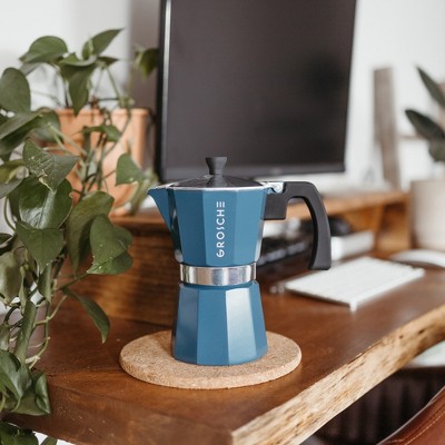 GROSCHE Milano Stovetop Espresso Maker Moka Pot 9 Espresso Cup size 15.2oz, Blue