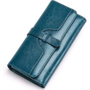 BEAFUP Womens Wallets,Large capacity Genuine Leather Wallet,Wallet Women Trifold Credit Card Holder Wallet with ID Window and RFID - 1 of 4