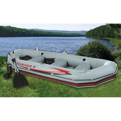 Intex Mariner 4 Inflatable Raft River/lake Dinghy Boat Set & Motor
