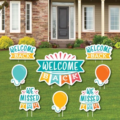 Big Dot of Happiness Welcome Back - Yard Sign and Outdoor Lawn Decorations - We Missed You Yard Signs - Set of 8