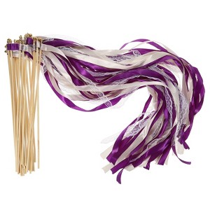 Unique Bargains Party Wooden Handle Lace Ribbon Sticks Fairy Wand 25 Pcs - 1 of 4
