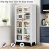Airsurfer Modern Kitchen Storage Cabinet with Glass Doors and Wheels, Tall Pantry Cabinet with Adjustable Shelves, Food Pantries Cabinets - 2 of 4