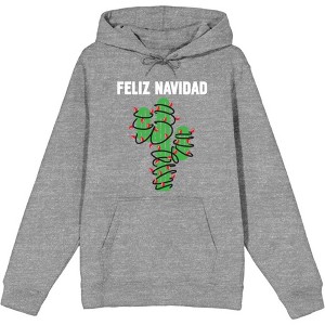 Feliz Navidad Christmas Cactus Adult Long Sleeve Hoodie - 1 of 2