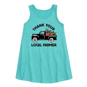 Girls' - Instant Message - Thank Your Local Farmer Graphic Sleeveless Aline Dress - 1 of 4