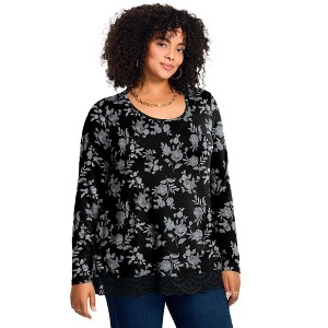 Avenue Lace Hem Crewneck Tunic - 1 of 2