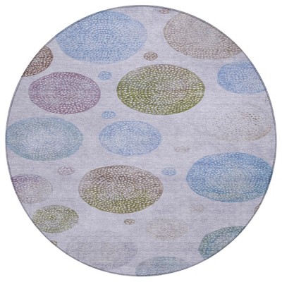Lavender And Olive Green Geometric Washable Indoor Outdoor Area Rug