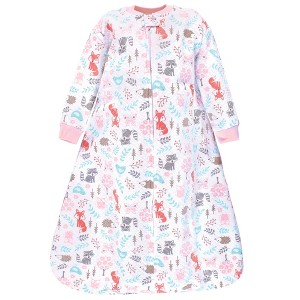 Hudson Baby Infant Girls Premium Quilted Long Sleeve Sleeping Bag and Wearable Blanket, Woodland Fox - 1 of 2
