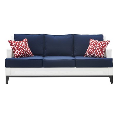 Hampton Outdoor Mesh Sofa with Cushions - White - Finch