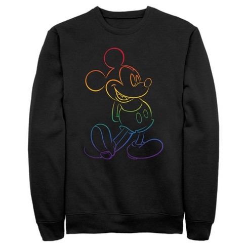 Men's Mickey & Friends Rainbow Mickey Mouse Outline Sweatshirt - Black - X  Large