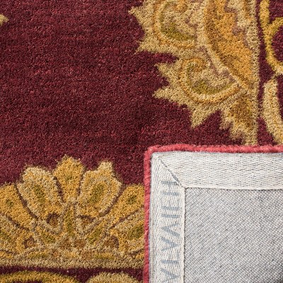 Maroon and Gold Hand-Tufted Wool 4' x 6' Area Rug