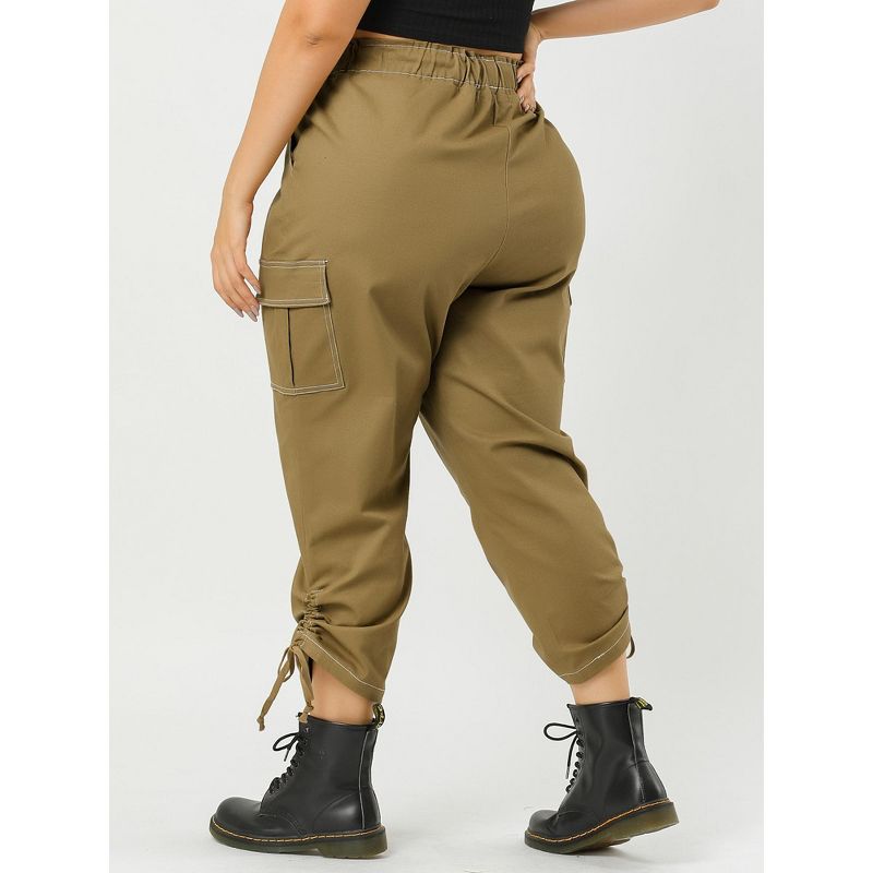 Agnes Orinda Women's Plus Size Drawstring Elastic Waist Cargo Pants with Pockets, 6 of 8