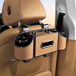 4-in-1 Back Seat Car Organizer with Cup Holders & Tissue Box, Napkin Holder Storage for Phones & Snacks - 1 of 4