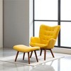 Mshliw Contemporary Velvet Tufted Accent Chair with Ottoman, Mid-Century Wingback Lounge Chair Set with Rubberwood Legs - 2 of 4
