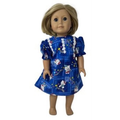 Doll Clothes Superstore Handmade Cute Kitten Print Nightgown for 18-Inch Girl Dolls  Deep Blue Pajamas