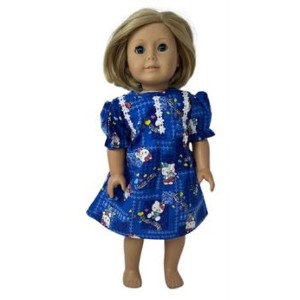 Doll Clothes Superstore Handmade Cute Kitten Print Nightgown for 18-Inch Girl Dolls  Deep Blue Pajamas - 1 of 4