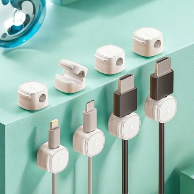SEVOBAL Cable Management 8-Pack Universal Cable Organizer Clips, 360 Degree Rotating Cord Organizers for Desk, Wall, Car, White, 0.78"*0.78"*0.44"