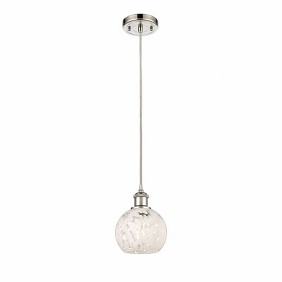White Mouchette - 1 Light Cord Hung Mini Pendant In Modern Style-8 Inches Tall and 6 Inches Wide