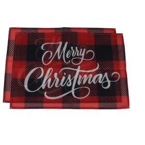 Unique Bargains Christmas Place Mats Flax Black Red White 11.8"x17.7" 2Pcs - 1 of 4