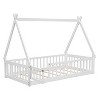 NicBex Kids Montessori Bed with Guardrails,Floor Bed with Tent-shaped Design,Twin/Full Size Toddler bed for Bedroom,White/Brown/Gray/Off-White - 4 of 4
