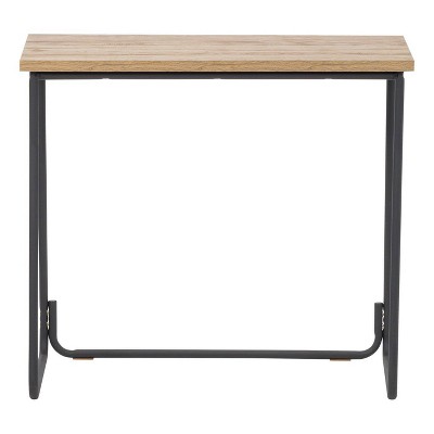 Compact Urban Industrial Black Wood Desk with Filing Cabinet