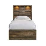 Beckett Bookcase Panel Bed with Bluetooth Walnut - Picket House Furnishings