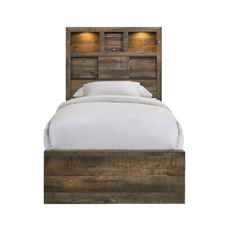 Beckett Bookcase Panel Bed with Bluetooth Walnut - Picket House Furnishings, 1 of 15