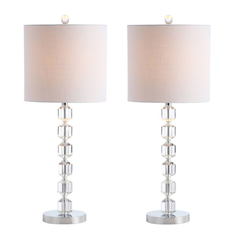 27.5&#34; Crystal/Metal Stacked Table Lamp (Includes LED Light Bulb) Chrome/Clear - Jonathan Y, 1 of 6