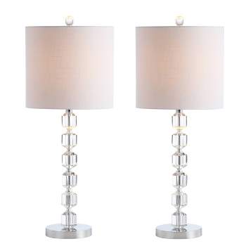 27.5" Crystal/Metal Stacked Table Lamp (Includes LED Light Bulb) Chrome/Clear - Jonathan Y